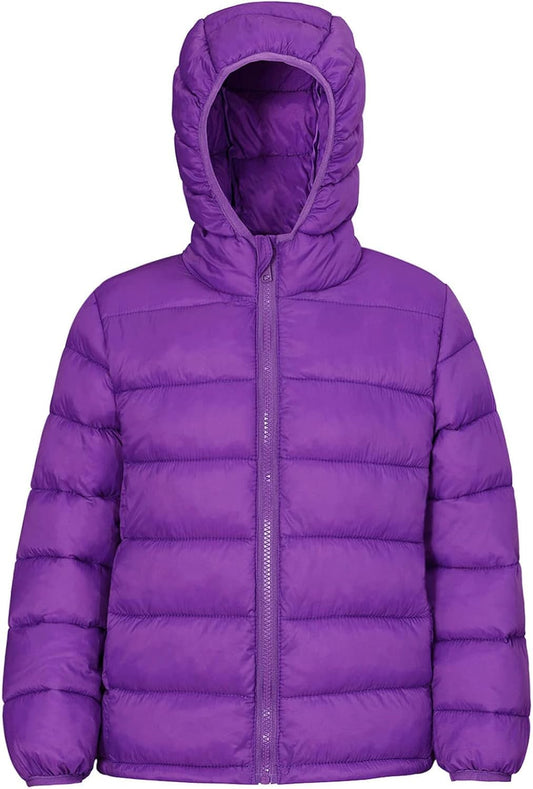 Hooded Puffer Jackets for Boys and Girls – Lightweight and Packable – Autumn and Winter Coat, Warm and Comfy